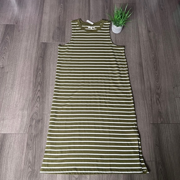 Madewell Dresses & Skirts - Madewell Organic Cotton Crewneck Tank Midi Dress In Stripe Size Large